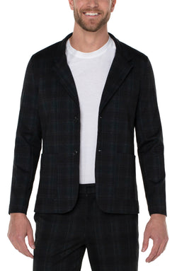 Open THE TRAVEL BLAZER BLACK GREEN SHADOW PLAID-1 in gallery view