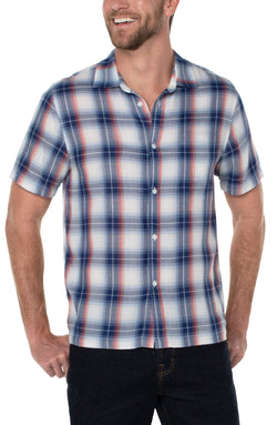 Open BUTTON UP SHORT SLEEVE SHIRT BLUE MULTI-1 in gallery view