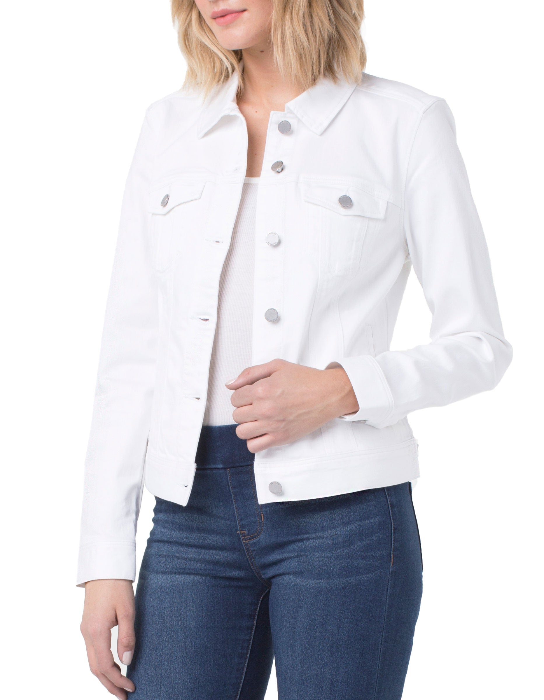 Liverpool Los Angeles Women's Petite Classic Jean Jacket - Bright White