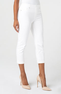 Open CHLOE CROP ROLLED CUFF STRETCH BRIGHT WHITE-1 in gallery view