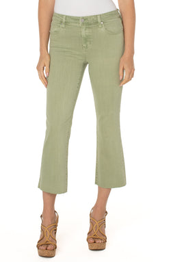 Open HANNAH CROP FLARE WITH CUT HEM SPANISH MOSS-1 in gallery view