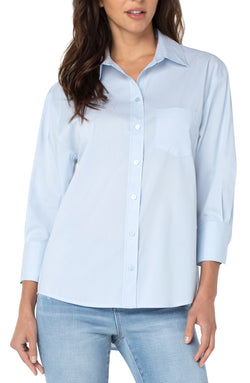Open OVERSIZED CLASSIC BUTTON DOWN SKY BLUE-1 in gallery view