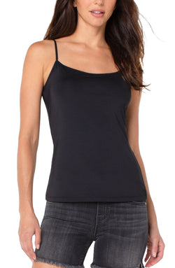 Open KNIT CAMISOLE TOP BLACK-1 in gallery view
