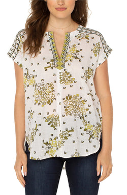 Open PETITE DOLMAN POPOVER GEO FLORAL PRINT-1 in gallery view