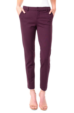 Open PETITE KELSEY TROUSER SUPER STRETCH PONTE AUBERGINE-1 in gallery view