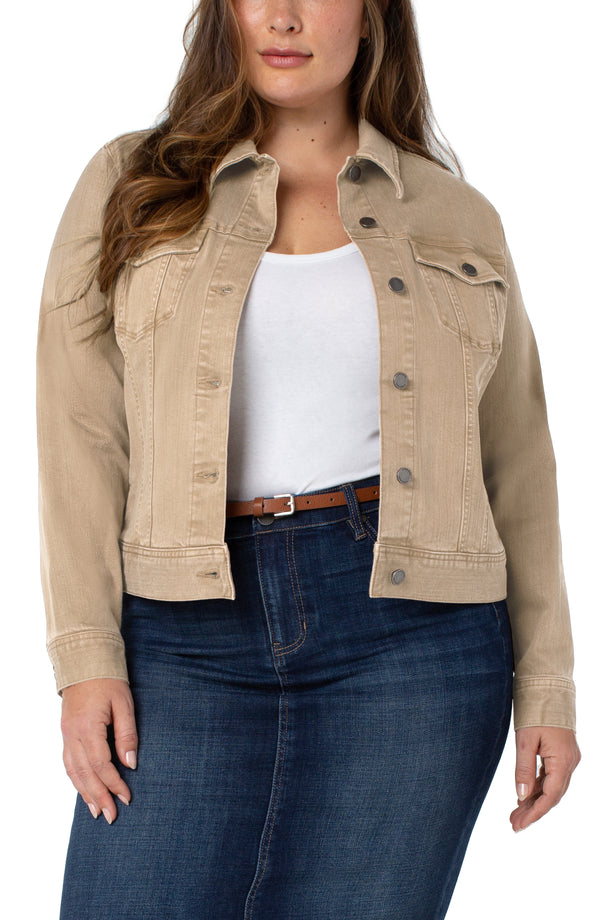 Plus Size Denim Jackets for Women Button Front Work Washed Rolled Sleeves  Cropped Jean Jacket