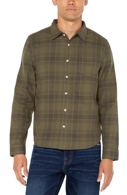 Open OVERDYE FLANNEL SHIRT OLIVE-1 in gallery view