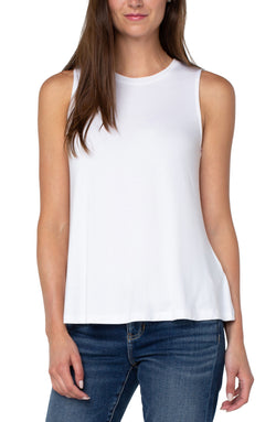 Open SLEEVELESS SCOOP NECK TANK WHITE-1 in gallery view