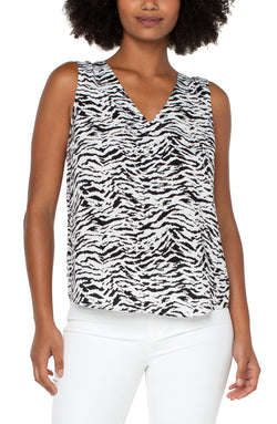 Open SLEEVELESS DOUBLE V-NECK WOVEN TOP GRAPHIC ANIMAL PRINT-1 in gallery view