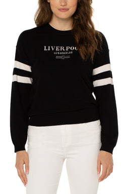 Open LIVERPOOL LOGO SWEATER BLACK WHITE-1 in gallery view