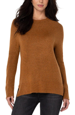 Open RAGLAN SWEATER WITH SIDE SLITS AUTUMN HEATHER-1 in gallery view